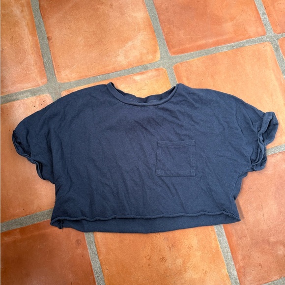 Topshop Navy Blue Crop Top - Picture 1 of 3